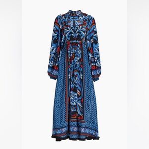 Farm Rio Long-Sleeve Midi Dress